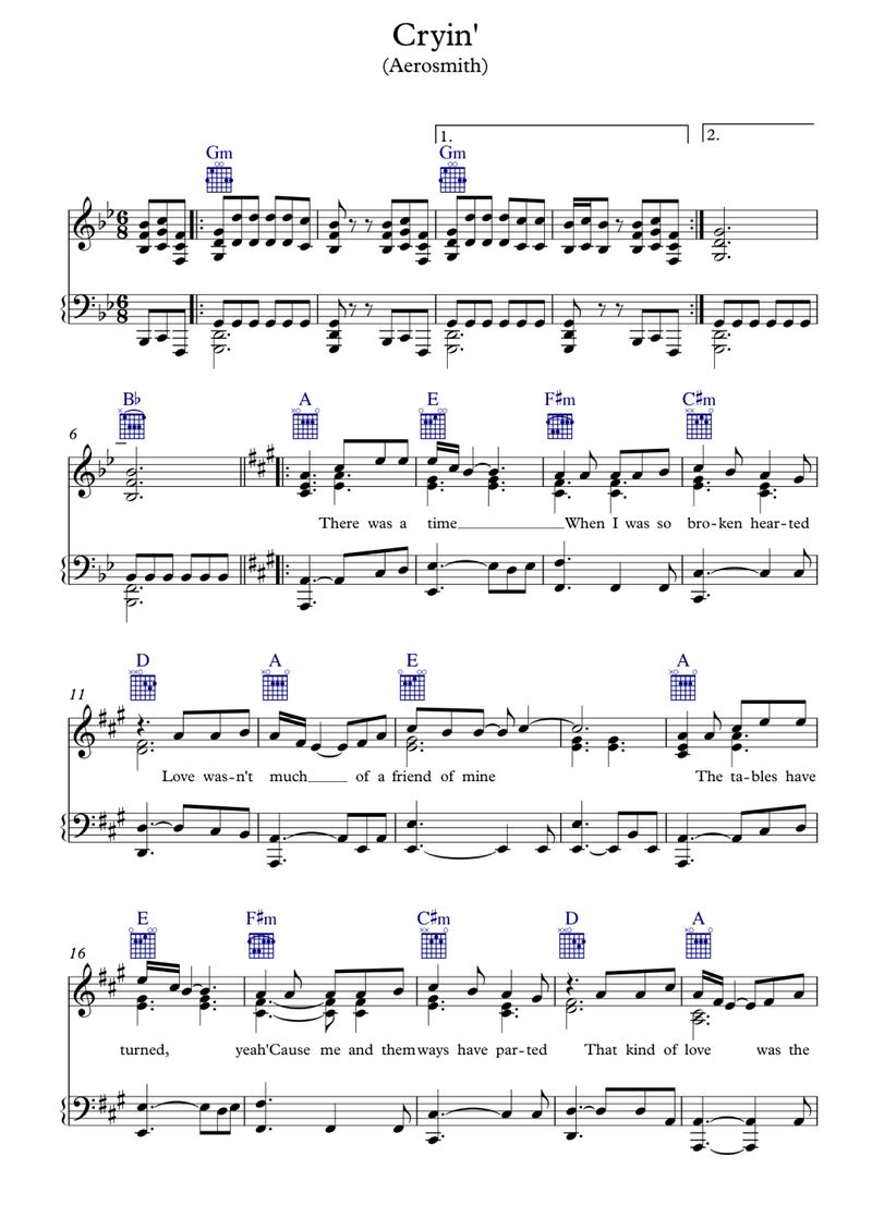 Cryin sheet music