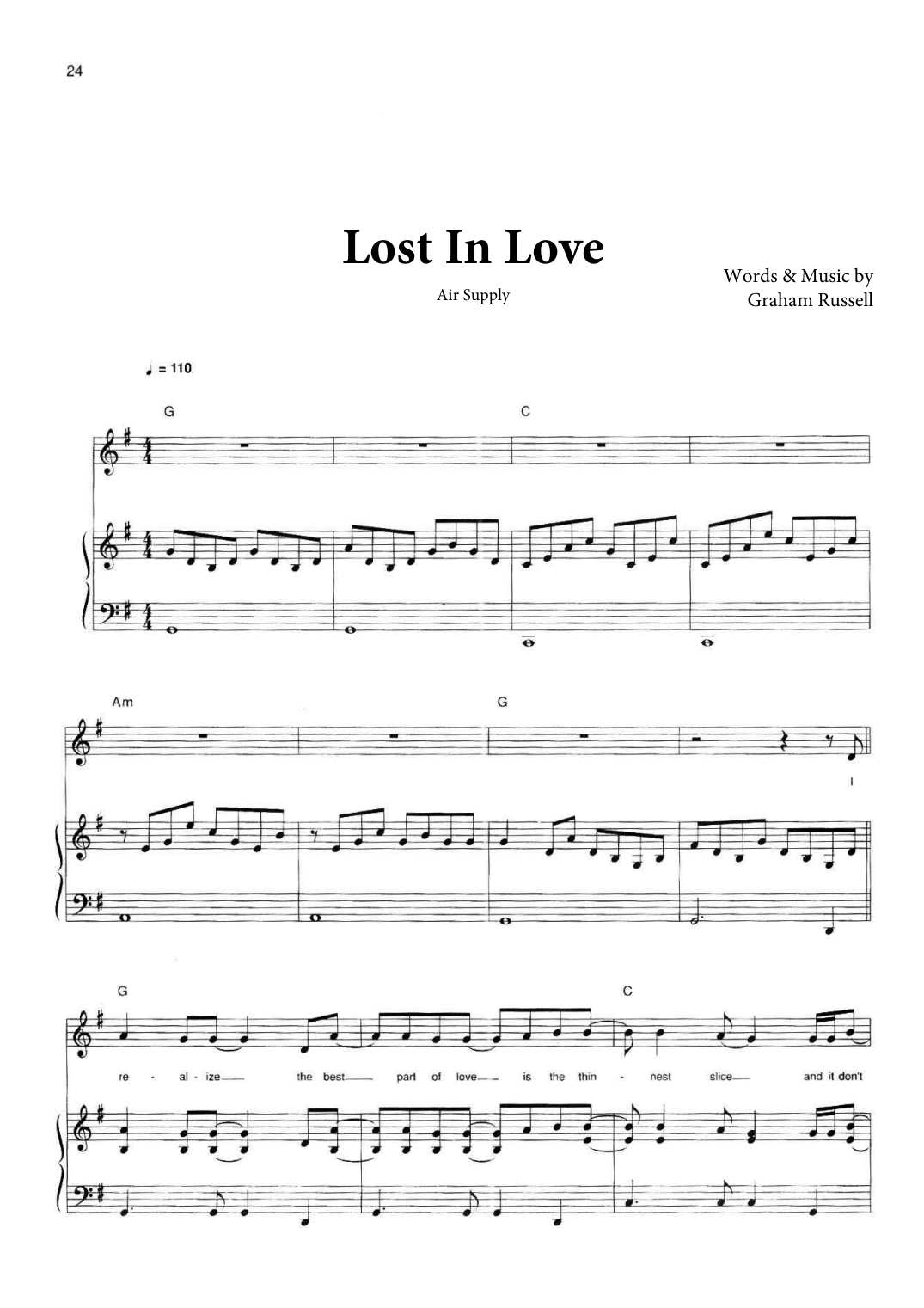 Lost In Love sheet music