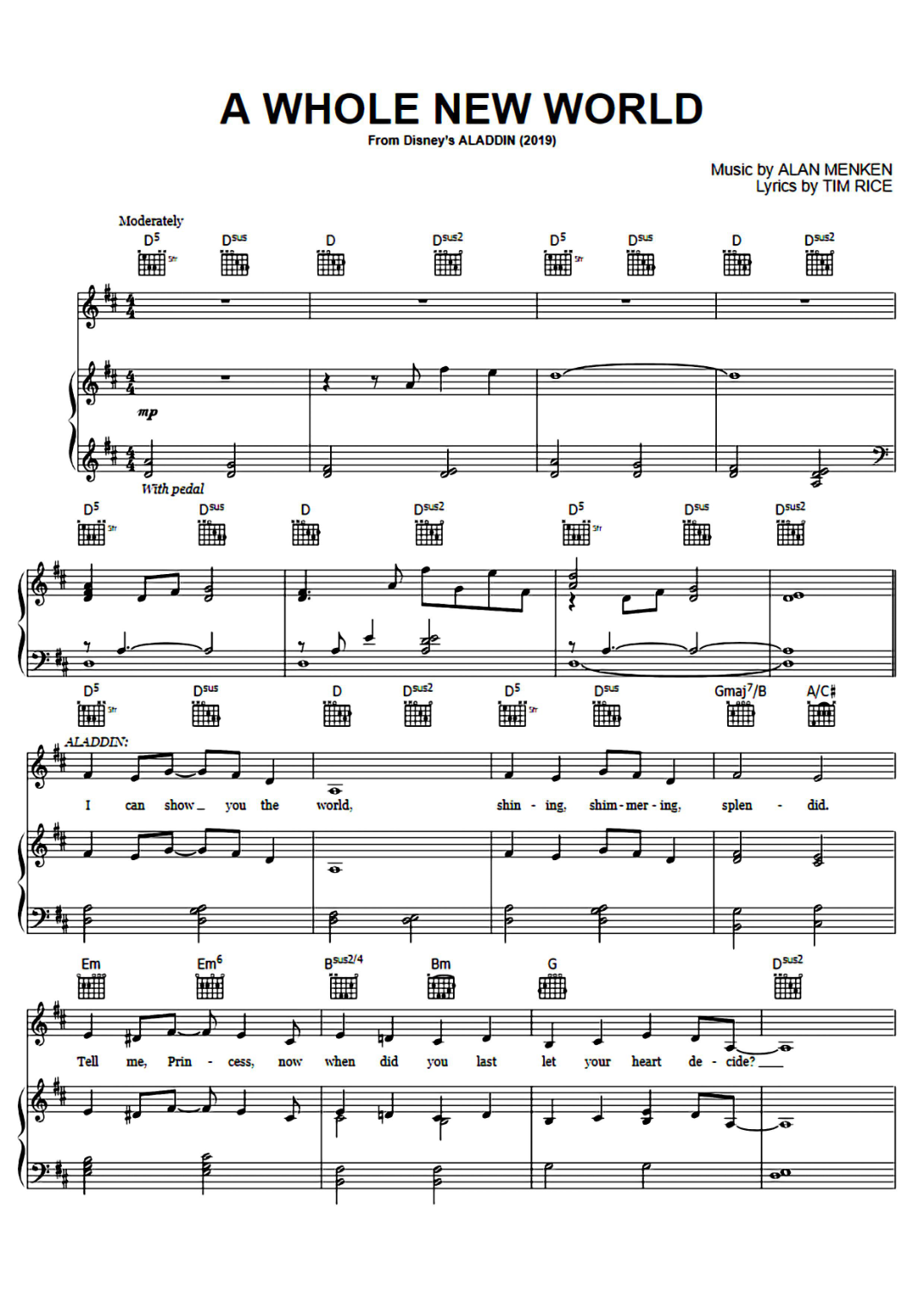 Aladdin - A Whole New World sheet music