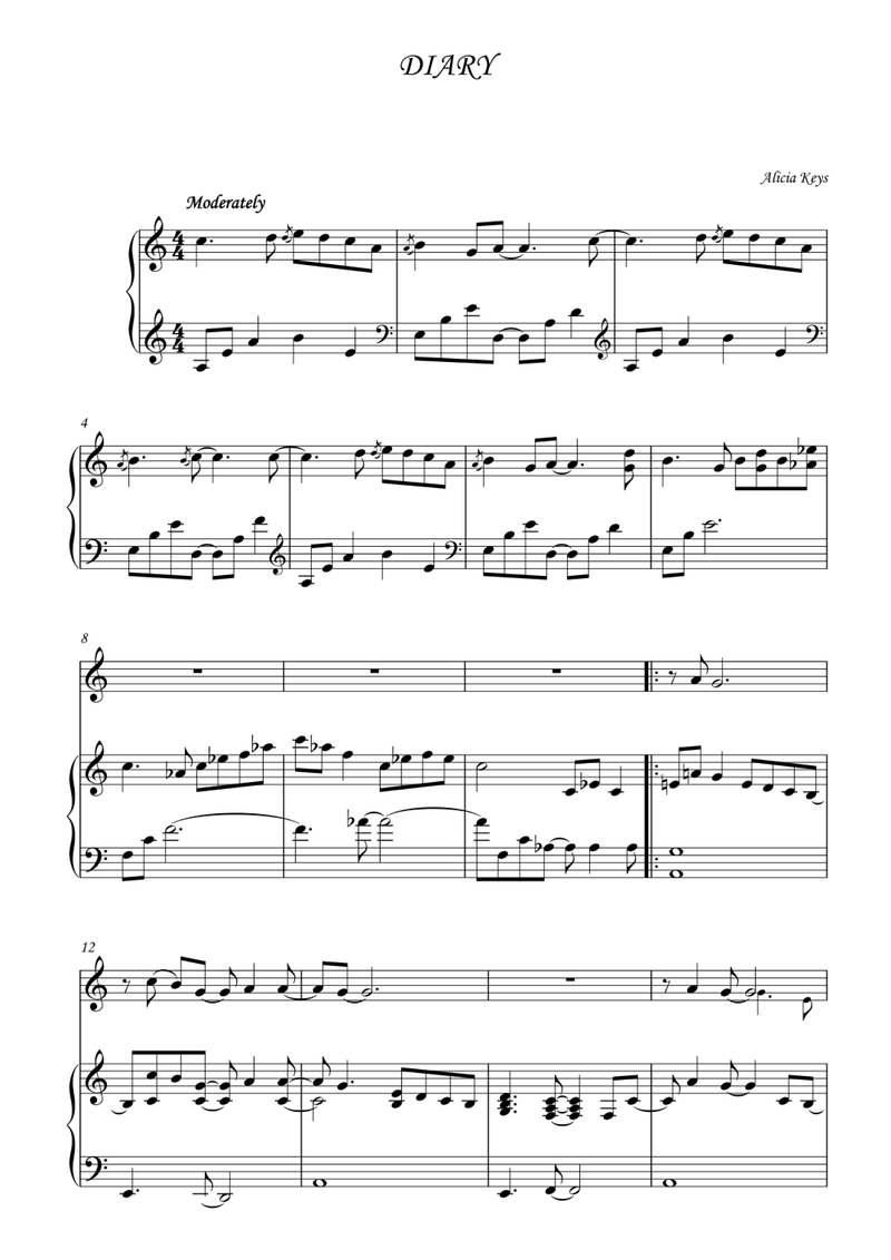 Diary sheet music