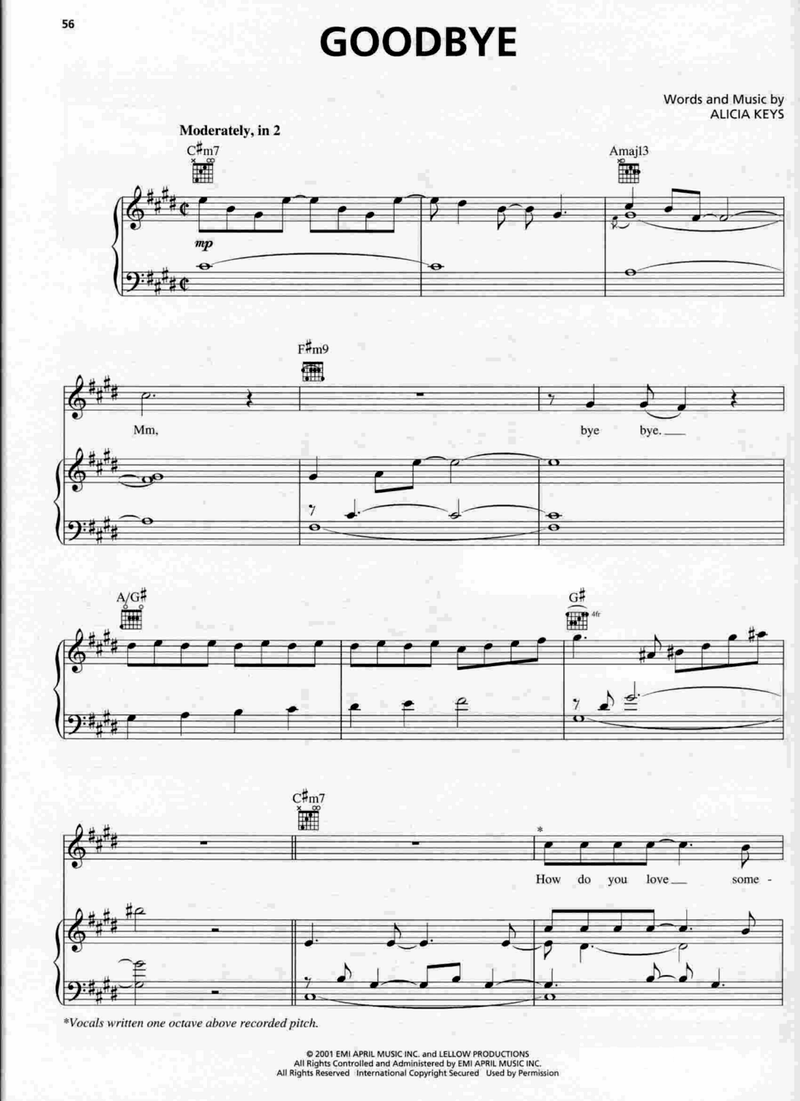 Goodbye Piano Sheet Music Page 1 Free PDF