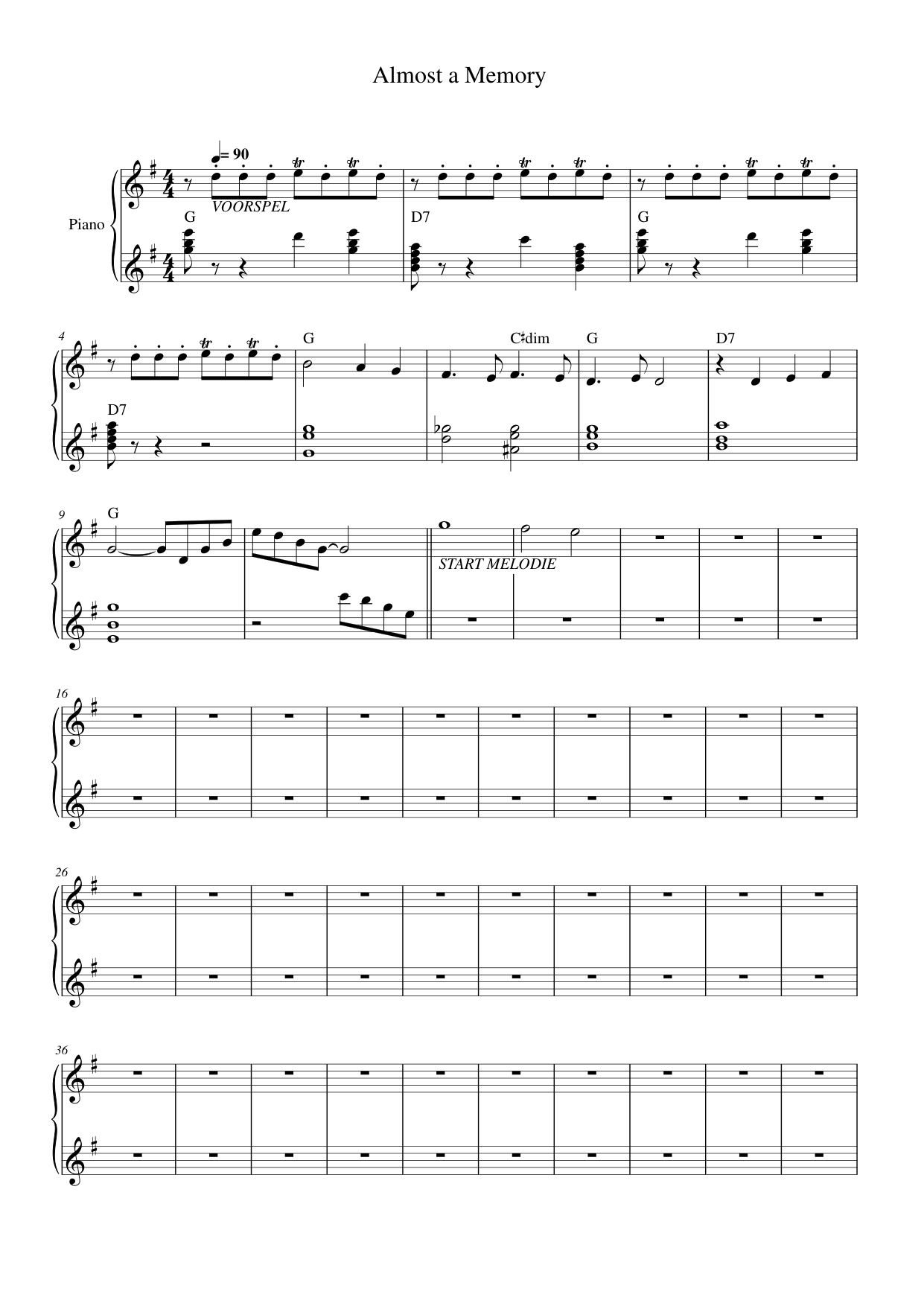 Almost a Memory sheet music