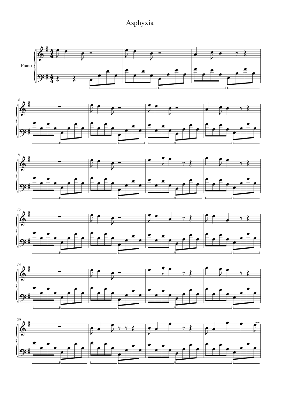 Asphyxia sheet music