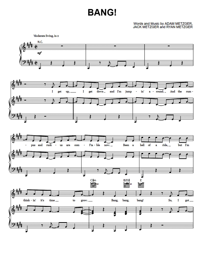 BANG sheet music
