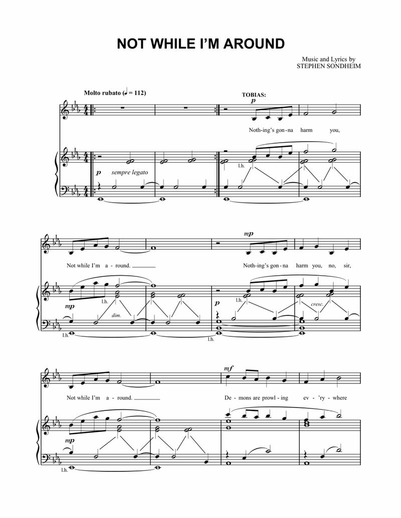 Not While I'm Around Piano Sheet Music Page 1 Free PDF