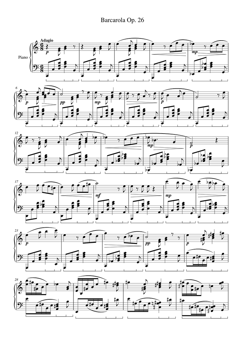 Barcarola Op. 26 sheet music
