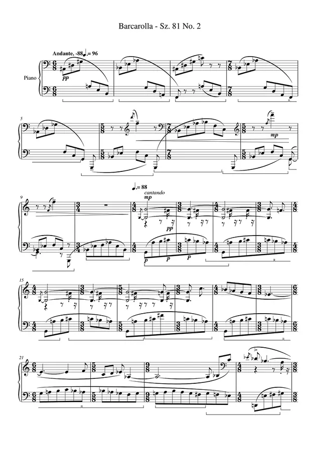 Barcarolla Piano Sheet Music Page 1 Free PDF
