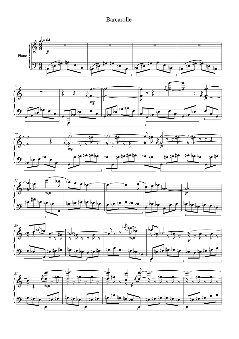 Barcarolle Piano Sheet Music Page 1 Free PDF