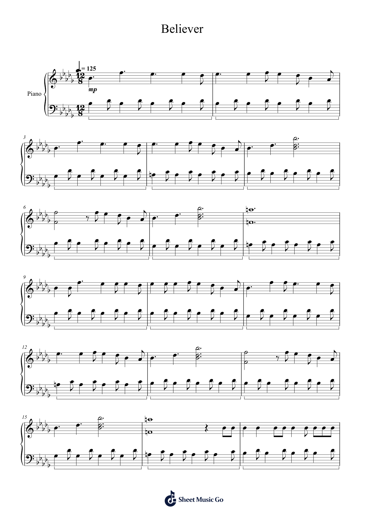 Believe sheet music