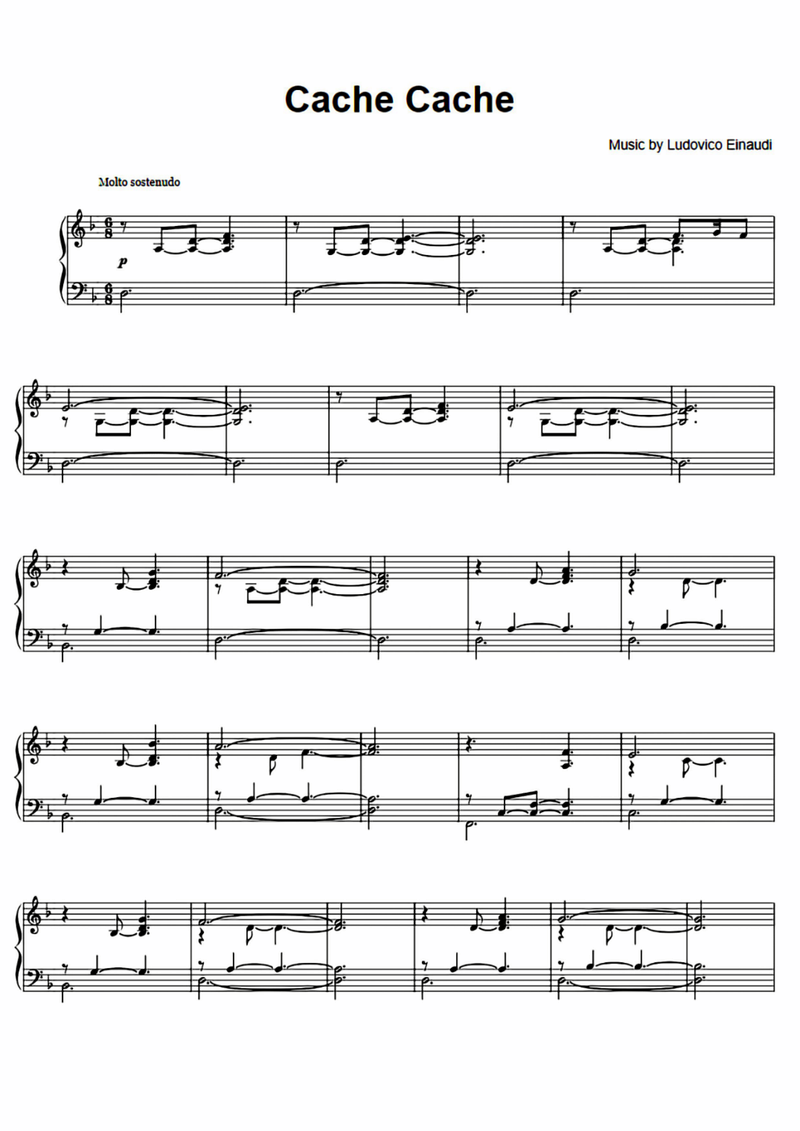 Cache Cache Piano Sheet Music Page 1 Free PDF