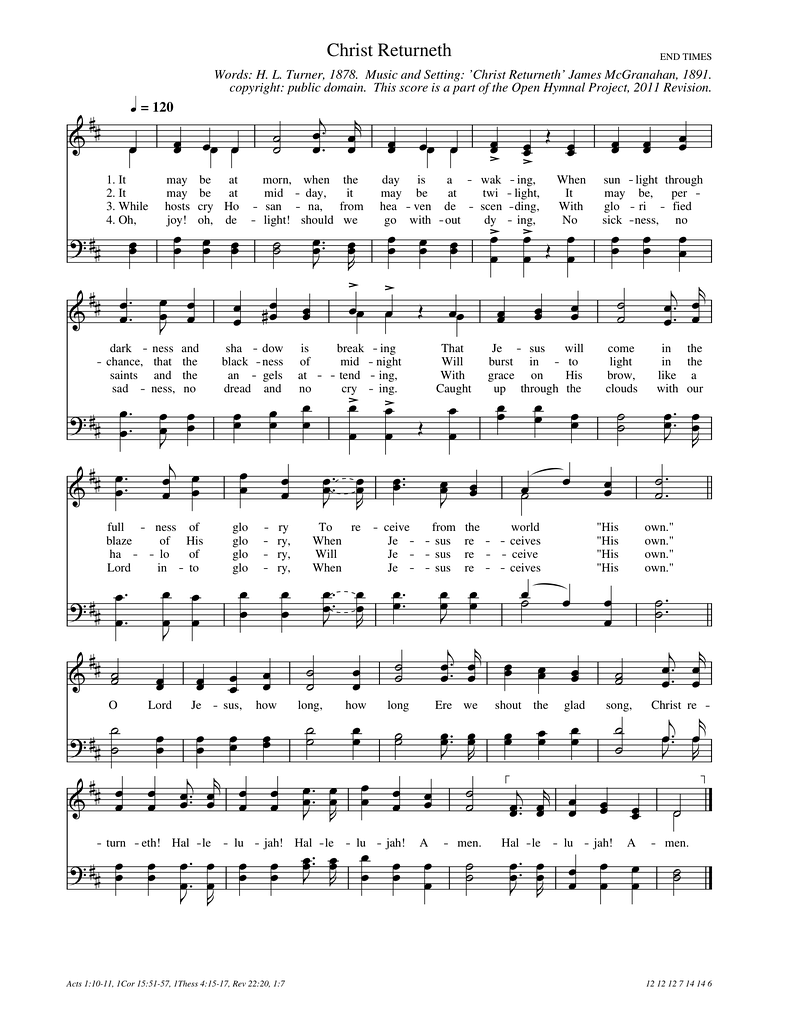 Christ Returneth Piano Sheet Music Page 1 Free PDF