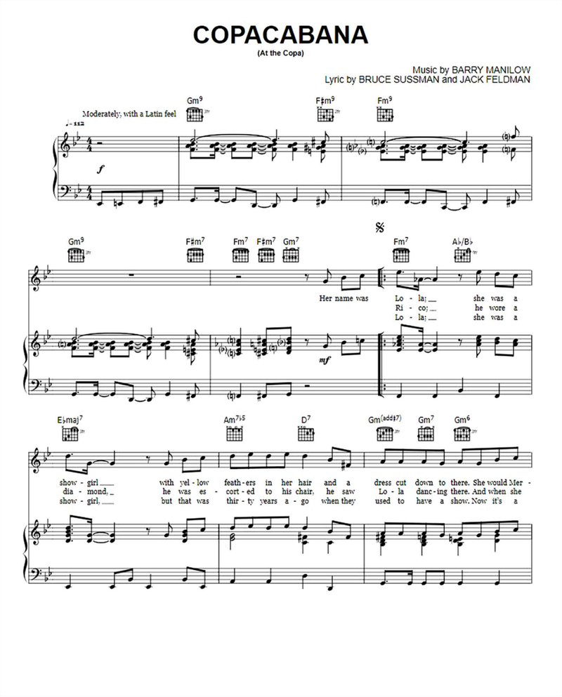 Copacabana sheet music