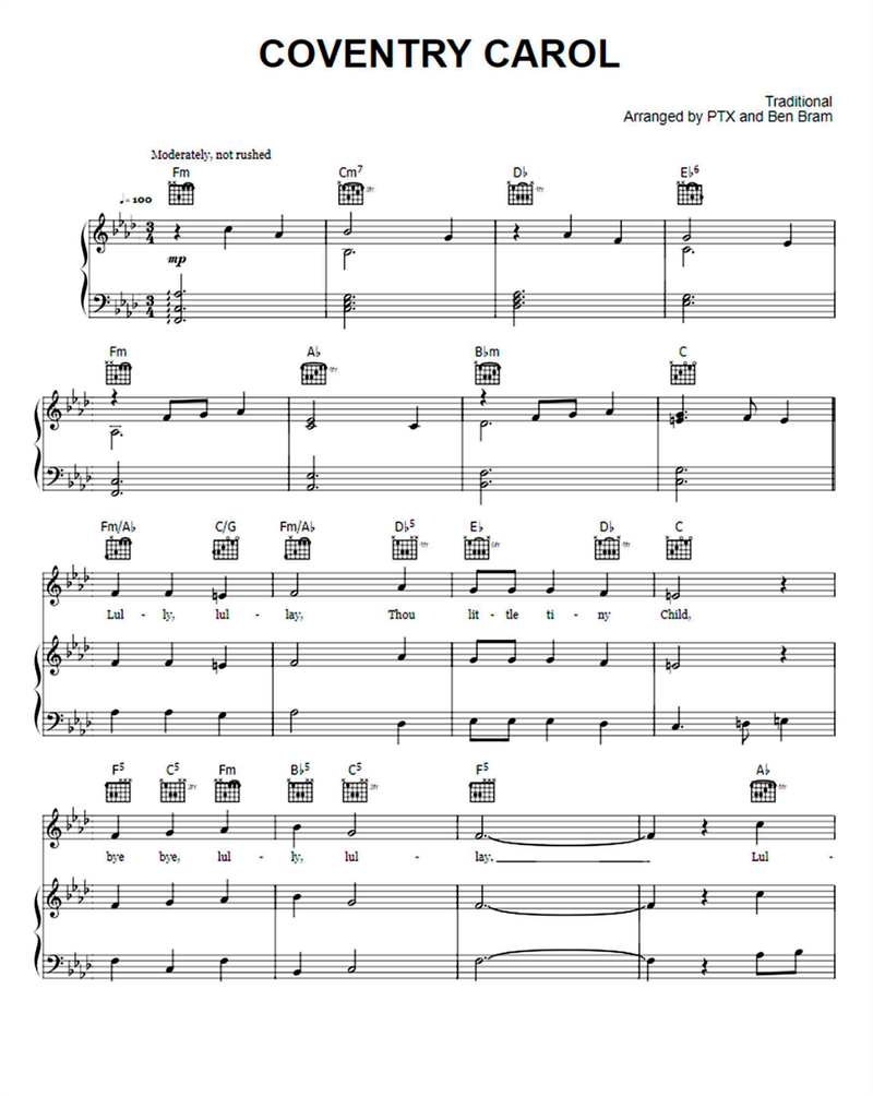 Coventry Carol sheet music