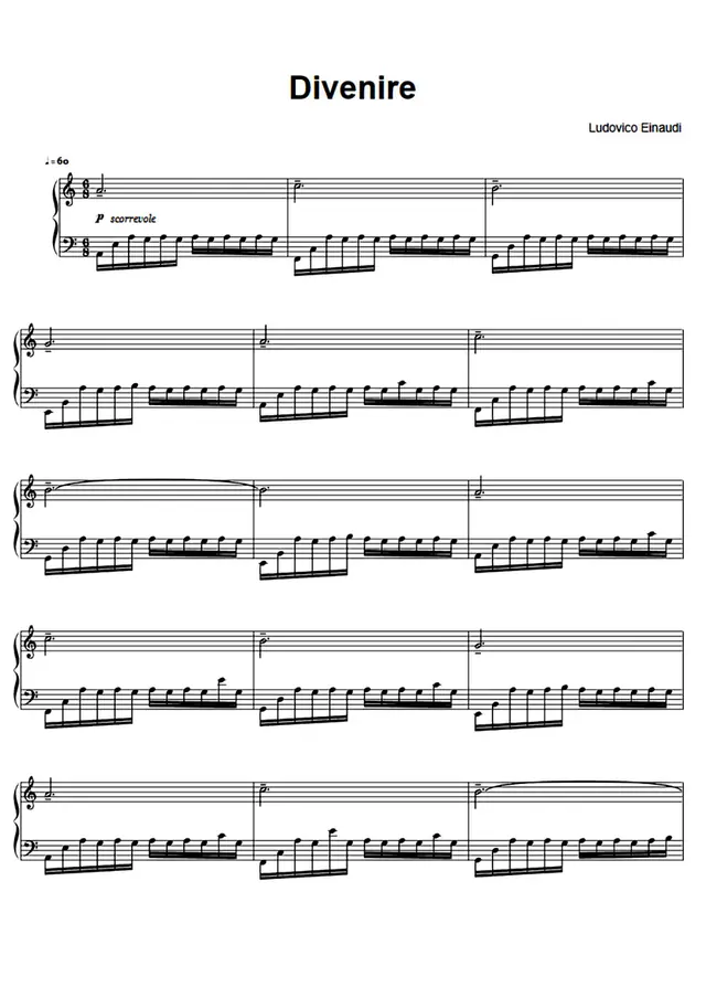 Divenire Piano Sheet Music Page 1 Free PDF