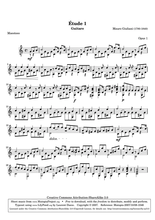 etude1 Piano Sheet Music Page 1 Free PDF
