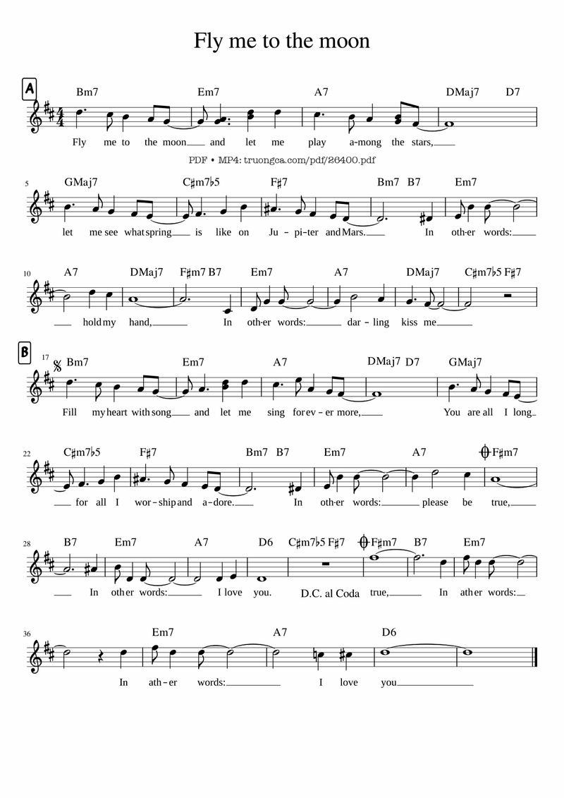 Fly Me To The Moon sheet music