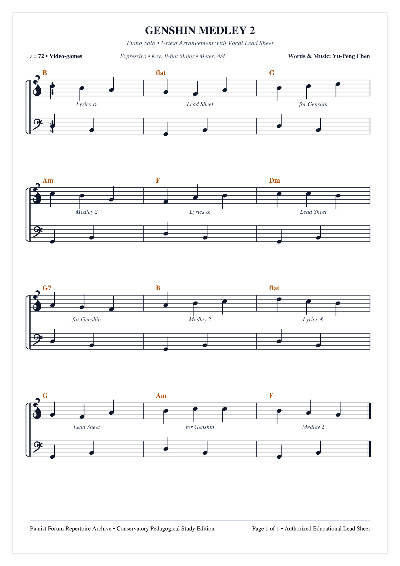 Genshin Medley 2 sheet music