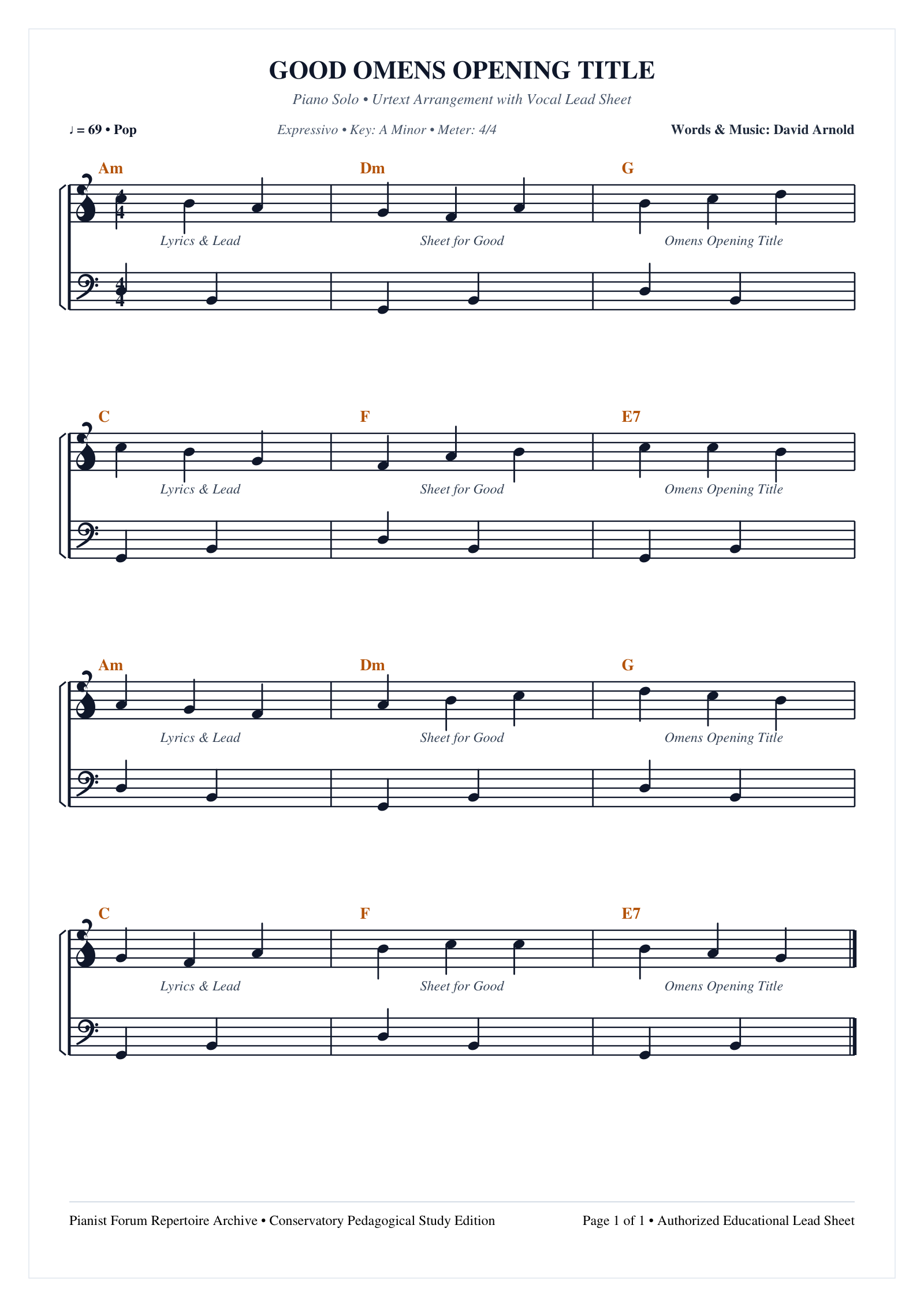 Good Omens Opening Title sheet music