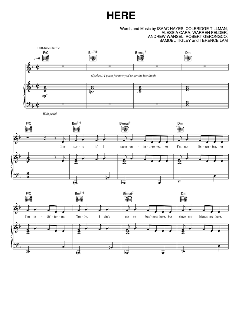 Here Piano Sheet Music Page 1 Free PDF