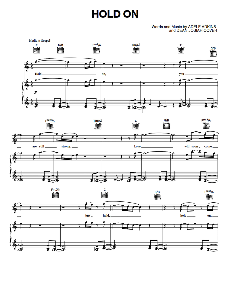 Hold On Piano Sheet Music Page 1 Free PDF