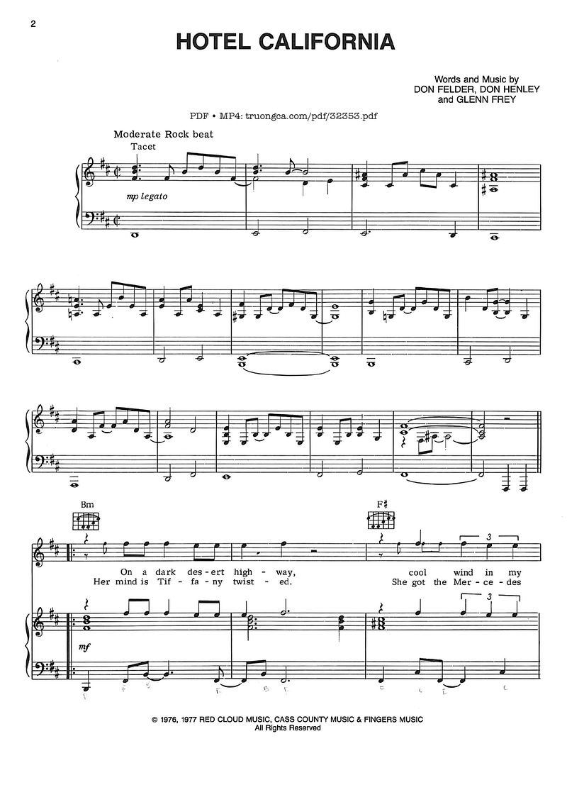 Hotel California sheet music