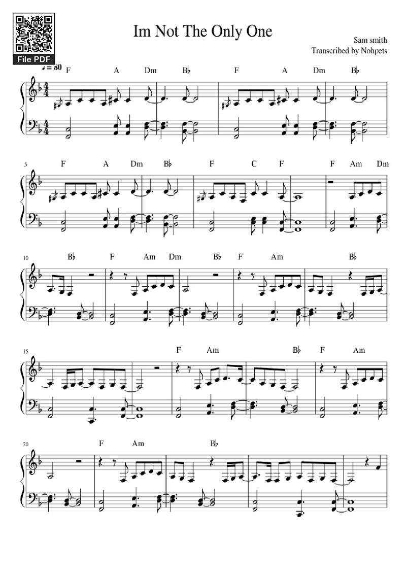 I'm Not The Only One Piano Sheet Music Page 1 Free PDF