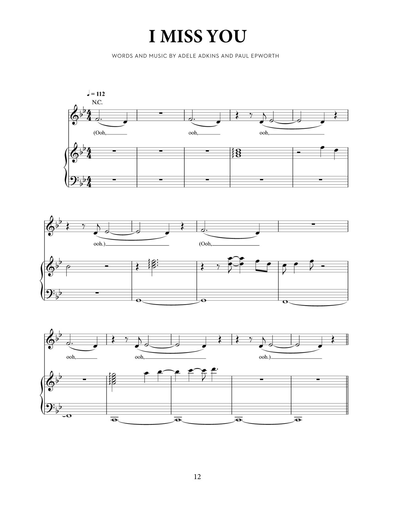 I Miss You Piano Sheet Music Page 1 Free PDF