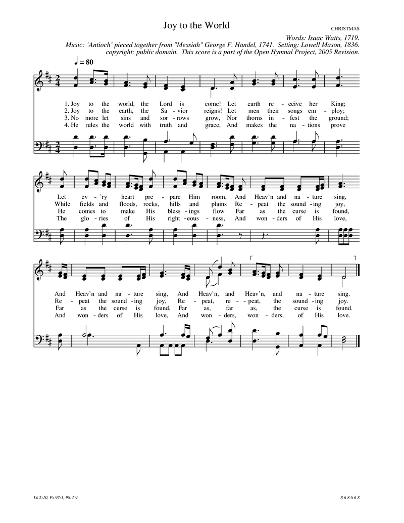 Joy To The World Piano Sheet Music Page 1 Free PDF
