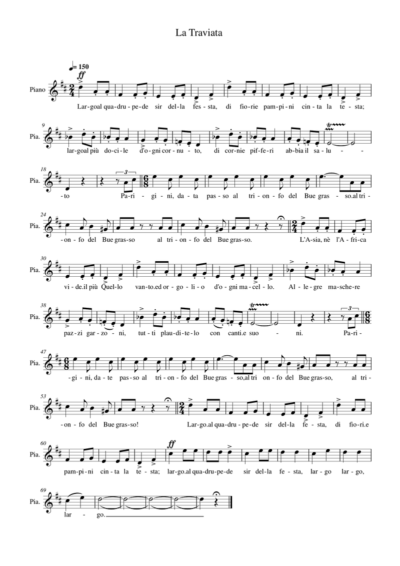 La Traviata sheet music