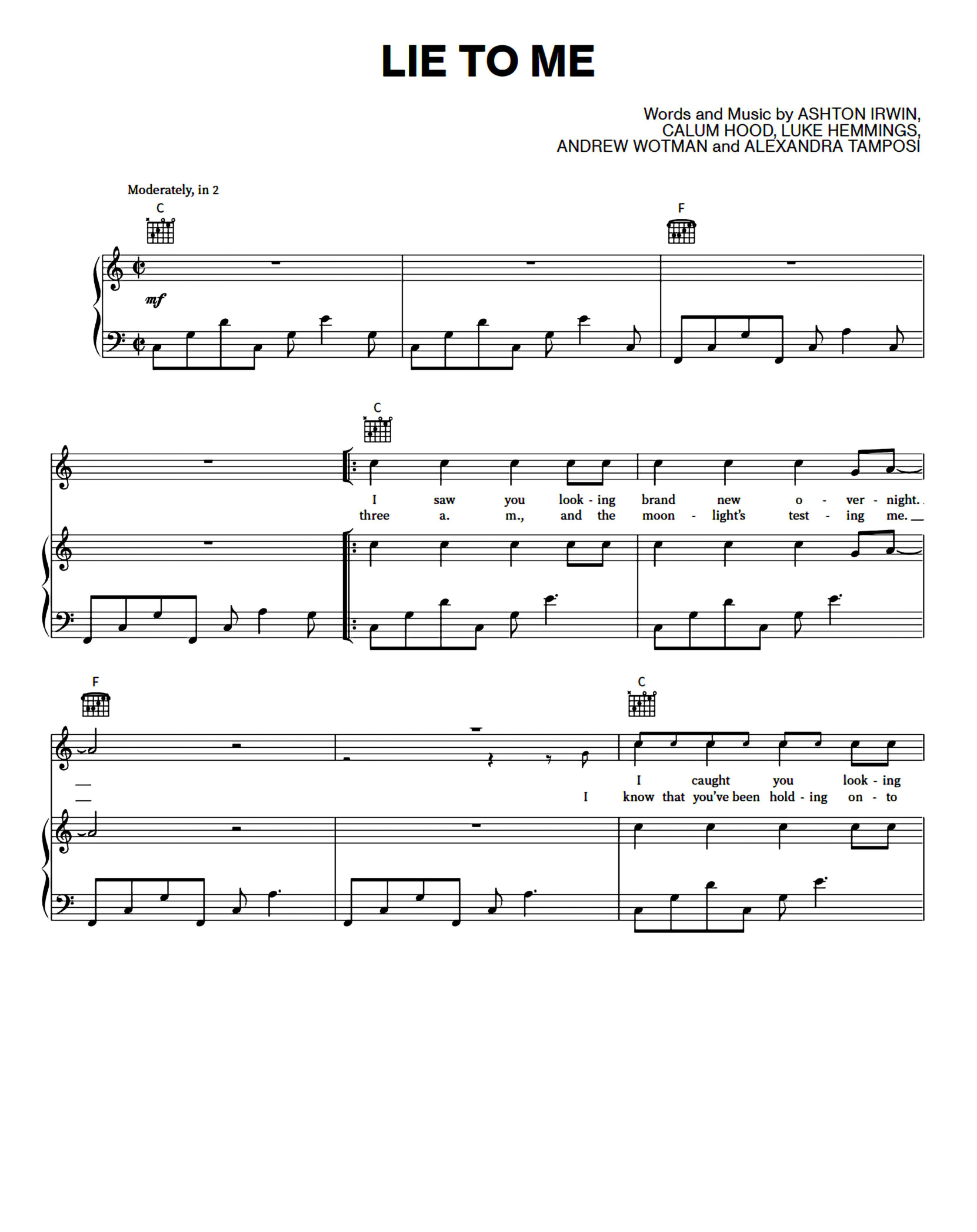 Lie To Me sheet music