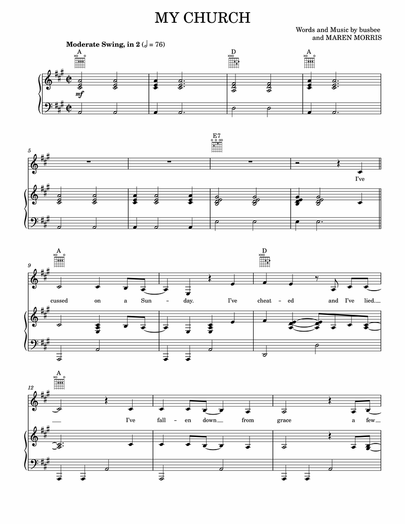 My Church sheet music