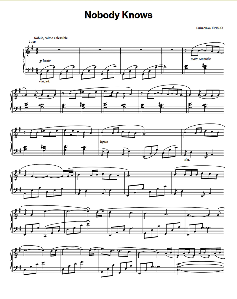 Nobody Knows Piano Sheet Music Page 1 Free PDF