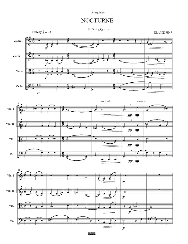 Nocturne for String Quartet Piano Sheet Music Page 1 Free PDF