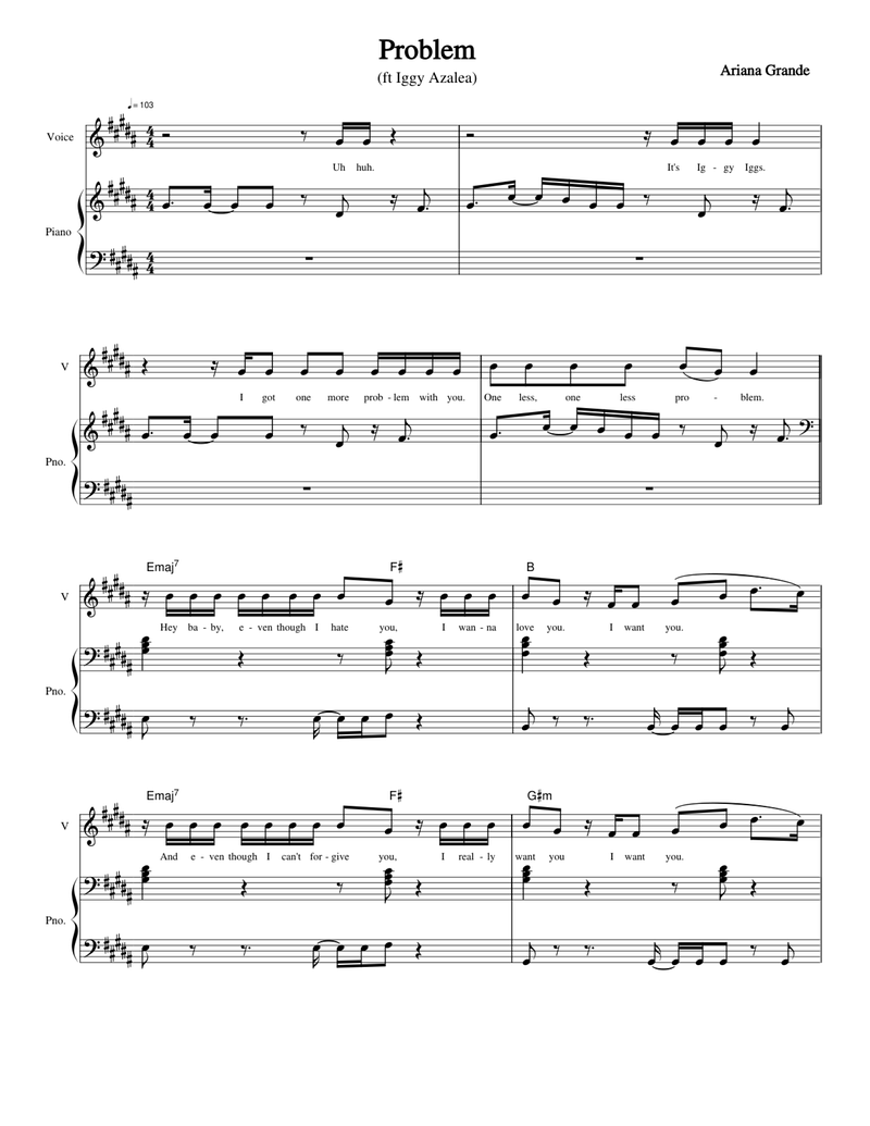 Problem Piano Sheet Music Page 1 Free PDF