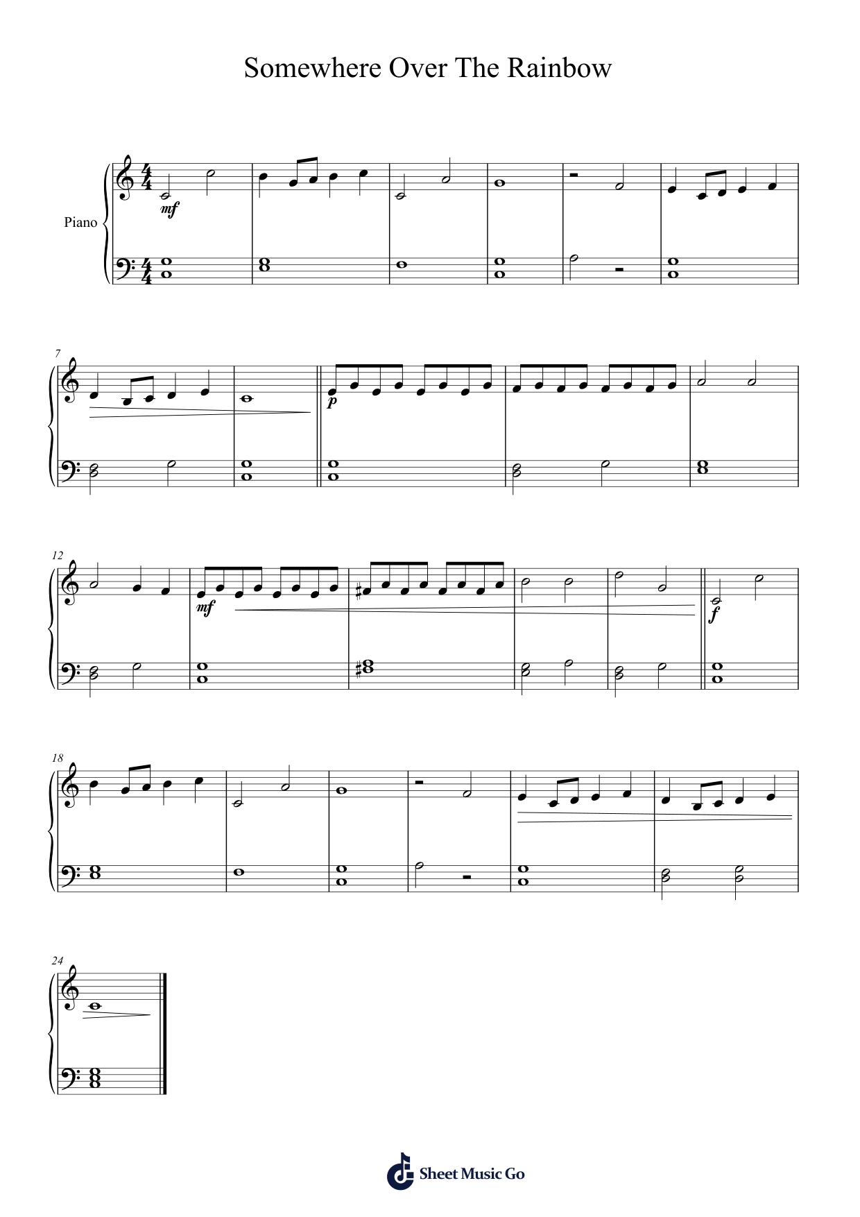 Rain sheet music preview