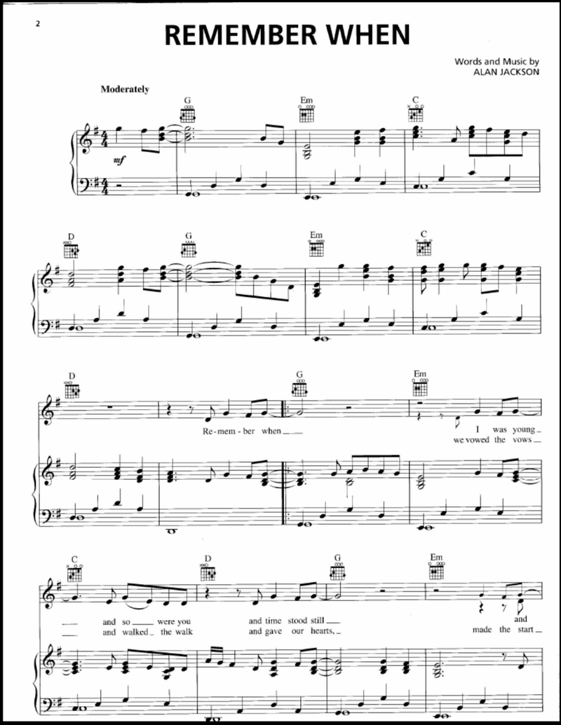 Remember When Piano Sheet Music Page 1 Free PDF