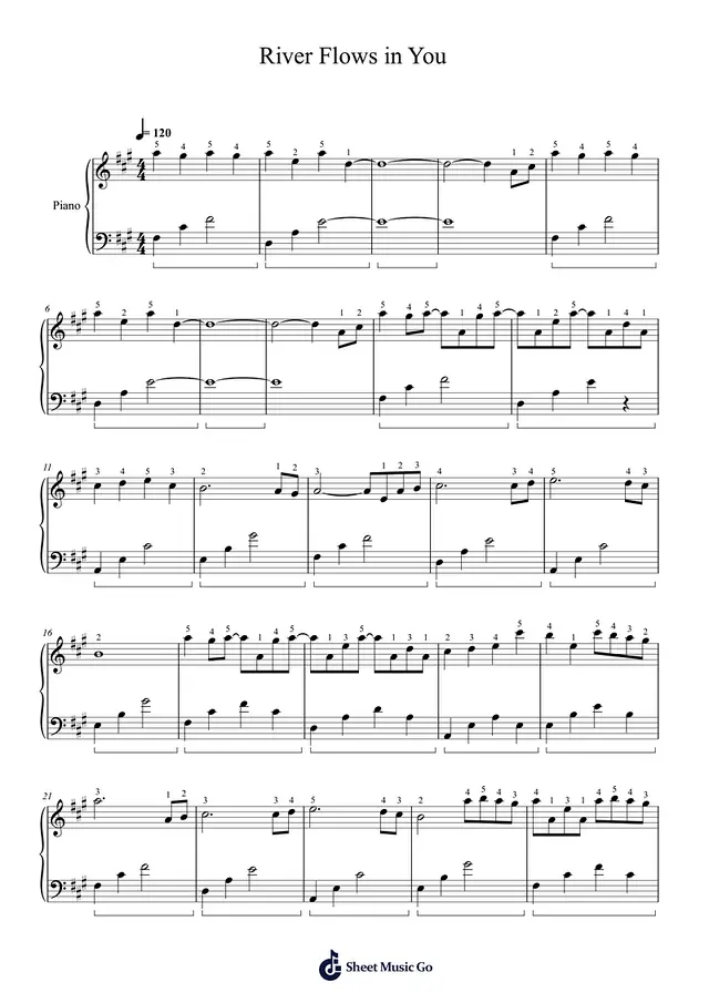 River Piano Sheet Music Page 1 Free PDF