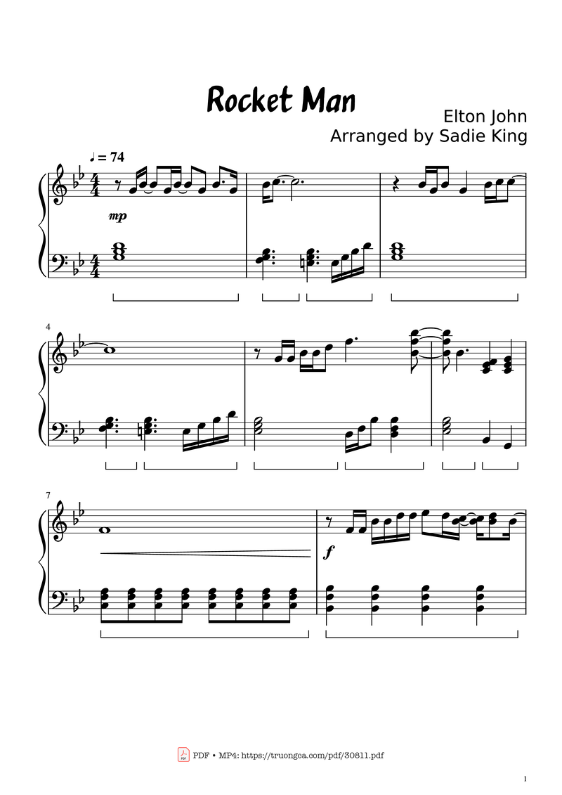 Rocket Man Piano Sheet Music Page 1 Free PDF