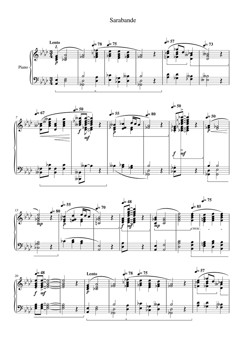 Sarabande Piano Sheet Music Page 1 Free PDF