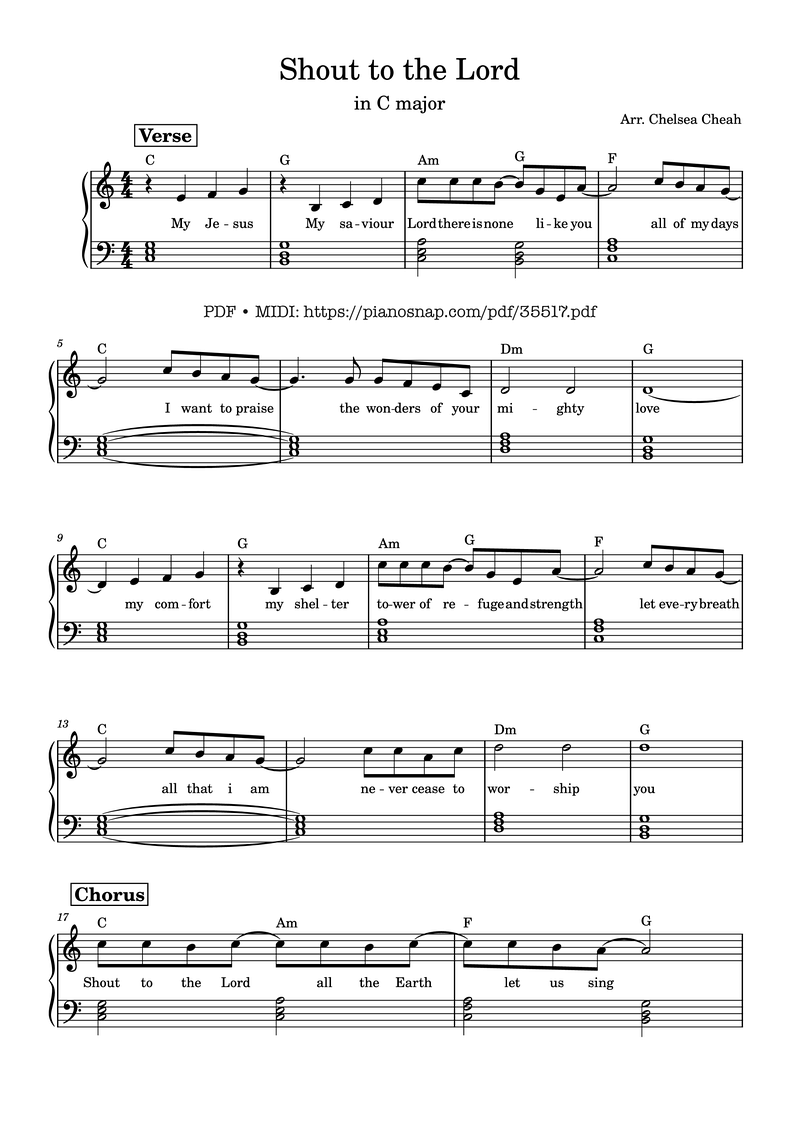 Shout to the Lord sheet music