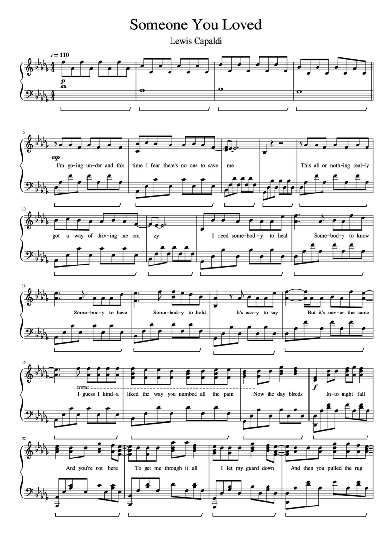 Someone You Loved Piano Sheet Music Page 1 Free PDF