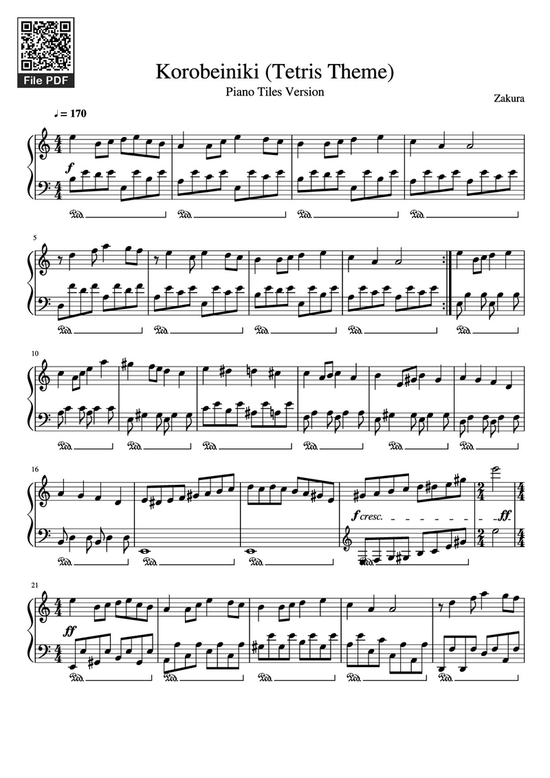 Tetris Theme sheet music