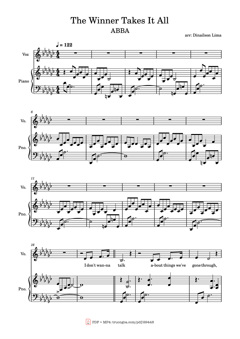 The Winner Takes It All sheet music