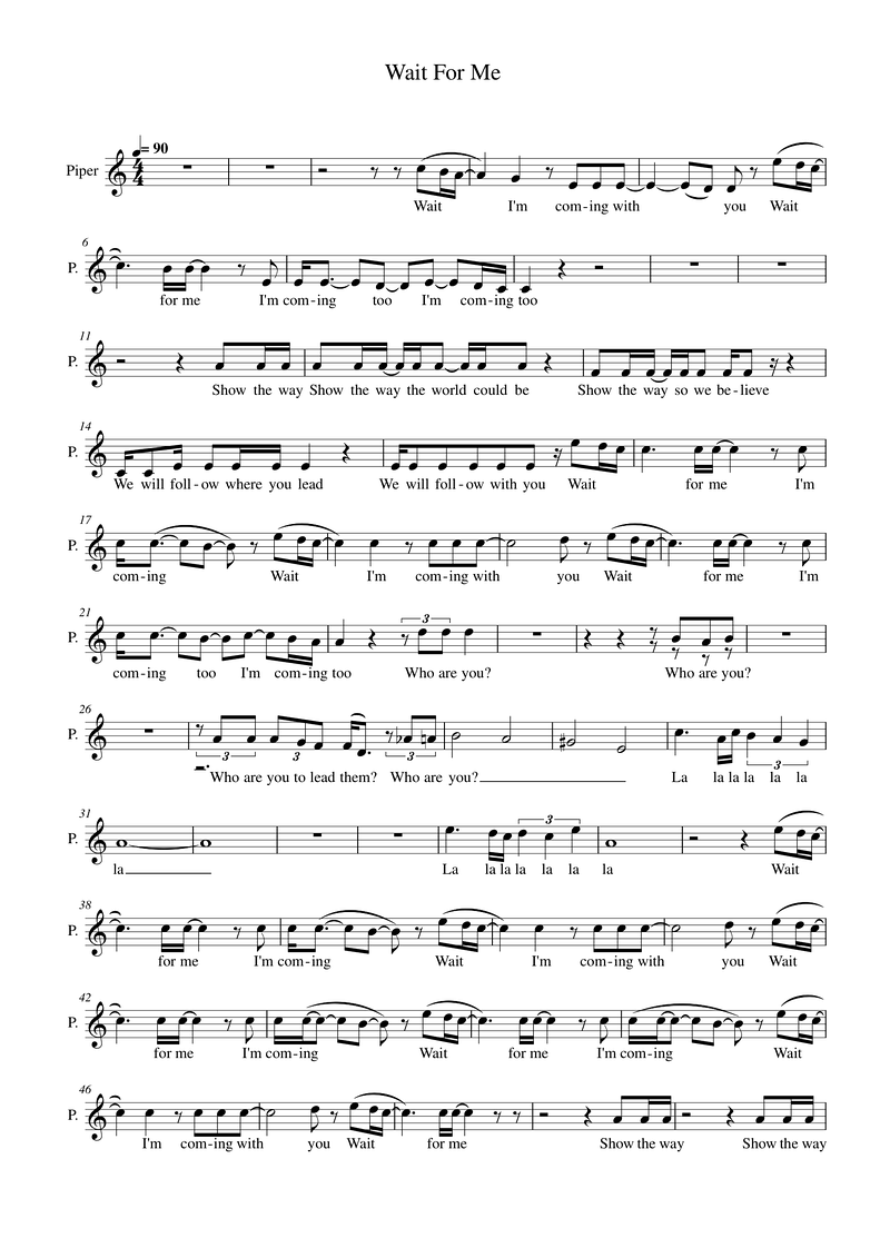 Wait For Me Piano Sheet Music Page 1 Free PDF