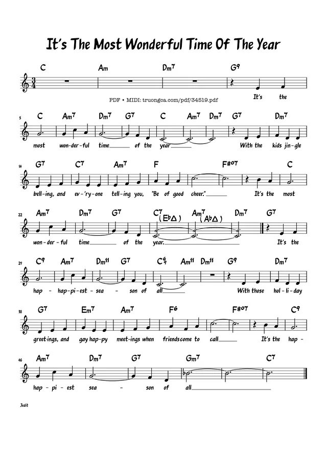 On The Year Piano Sheet Music Page 1 Free PDF